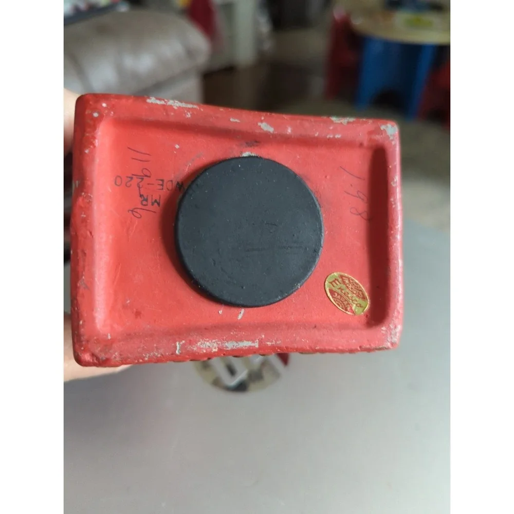 Vintage Enesco Disney Mickey Mouse Bank Clock  Time To Save Japan Red & Gold